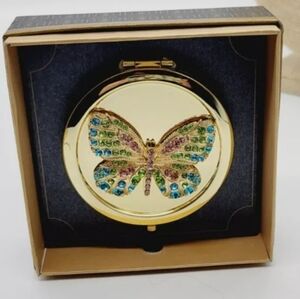 Compact Mirror Rhinestone Butterfly - New
